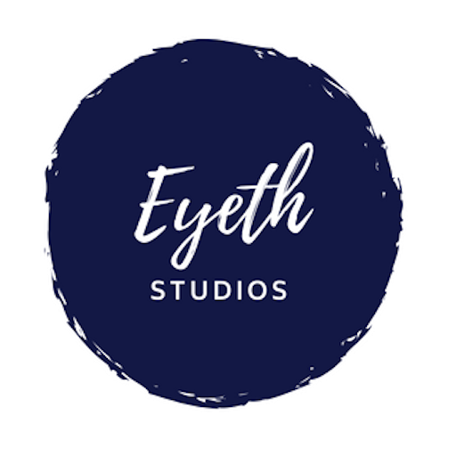 Logo: Eyeth Studios text in white within a blue circle